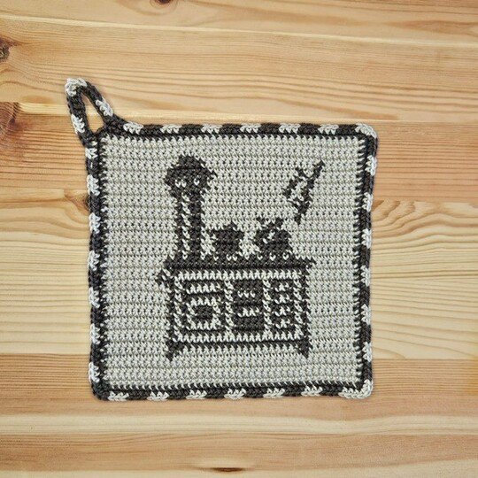 Häkelanleitung Topflappen "Herd"