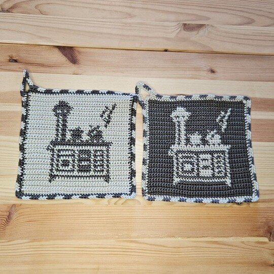 Häkelanleitung Topflappen "Herd"