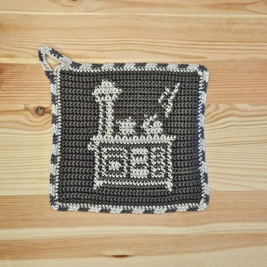 Häkelanleitung Topflappen "Herd"