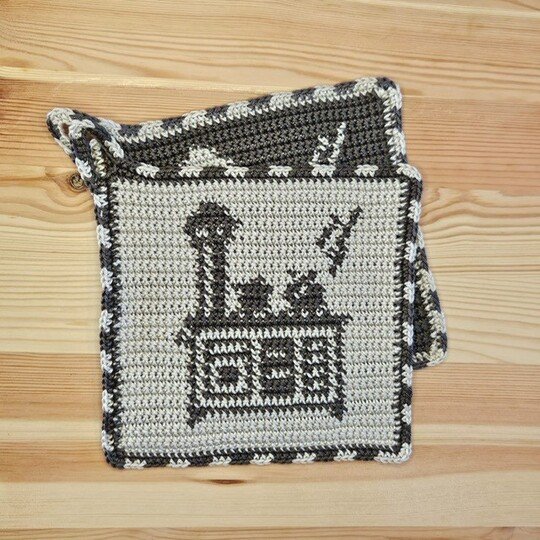 Häkelanleitung Topflappen "Herd"