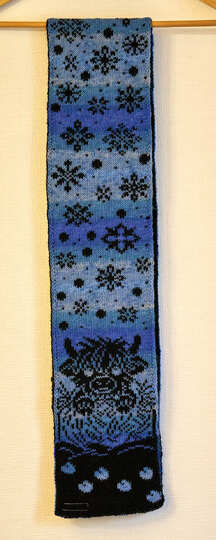 Strickanleitung Kinderschal "Abenteuer im Schneegestöber" Highland Cow