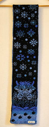 Strickanleitung Kinderschal "Abenteuer im Schneegestöber" Highland Cow