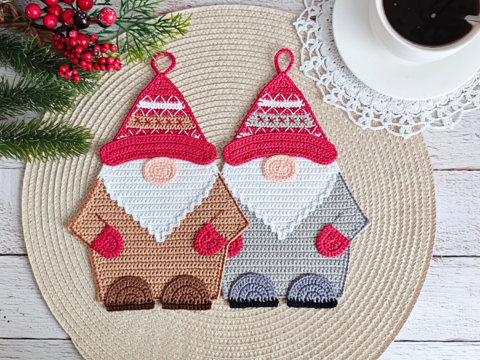 360 Gnome Scandinavian Gnome decor, washcloth, potholder, table mat, hotpad