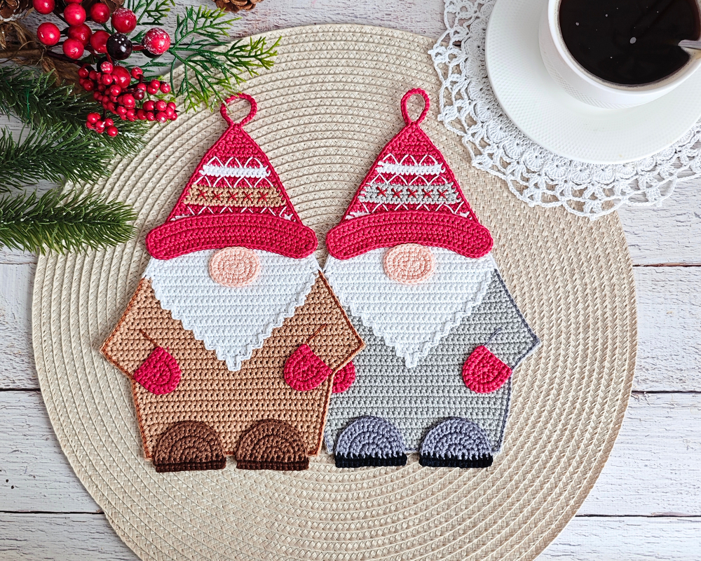 360 Gnome Scandinavian Gnome decor, washcloth, potholder, table mat, hotpad