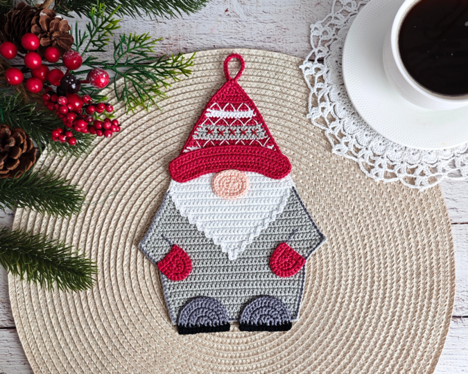 360 Gnome Scandinavian Gnome decor, washcloth, potholder, table mat, hotpad