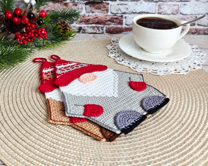 360 Gnome Scandinavian Gnome decor, washcloth, potholder, table mat, hotpad