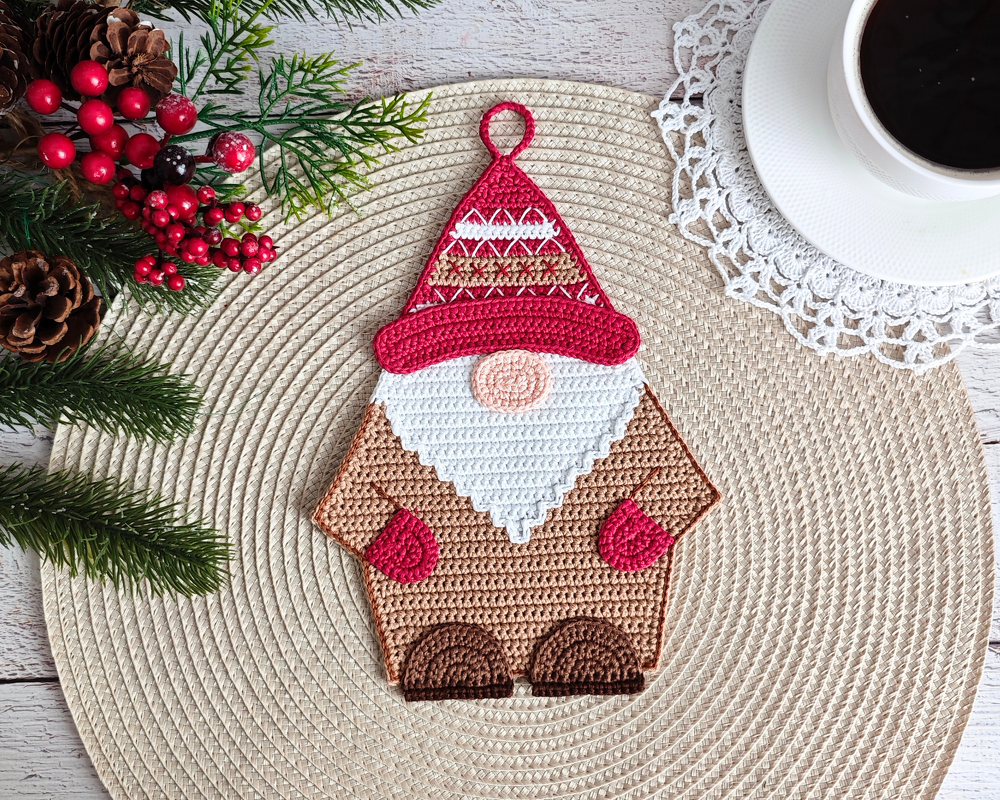 360 Gnome Scandinavian Gnome decor, washcloth, potholder, table mat, hotpad - Image 8