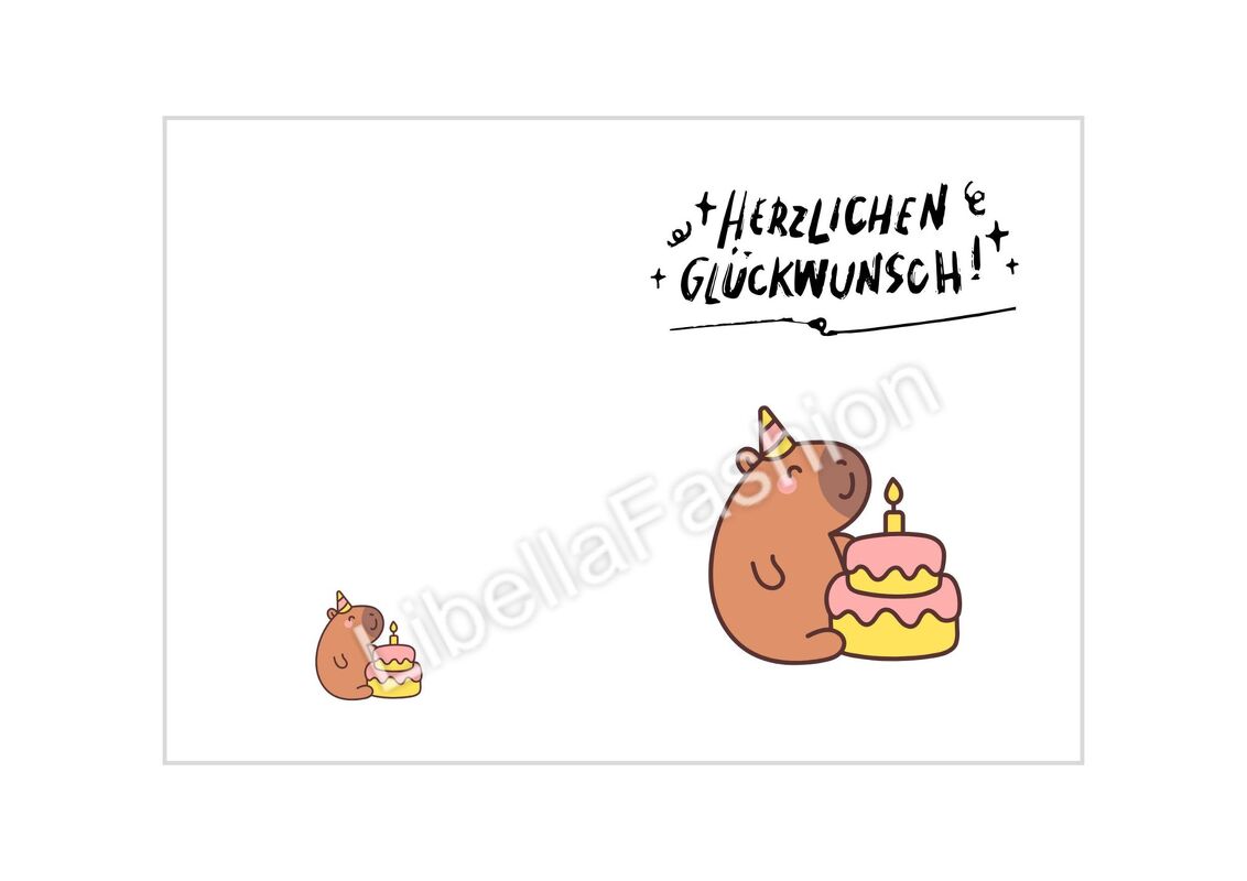 Geburtstagskarte 7 download Geburtstag Karte Capybara A4 digital PDF druck - Bild 4