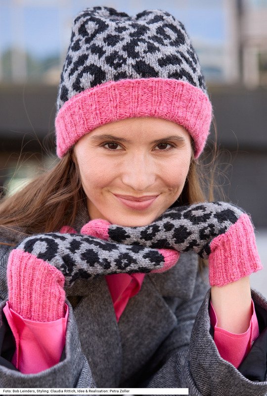 Mütze und Fausthandschuhe mit Jacquardmuster - Bild 4