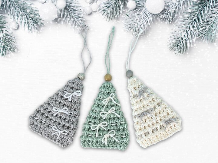 Häkelanleitung Tannenbaum mit Schleifen, kleiner Baum, Geschenkanhänger