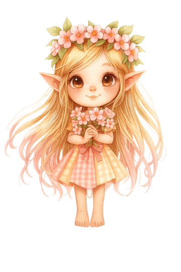 Spring Gnome Girl Clipart Bundle – 9 PNG Cute Elf Gnome Characters