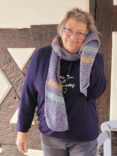 tunesisch gehäkelter Schal "Sturmflut"