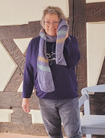 tunesisch gehäkelter Schal "Sturmflut"