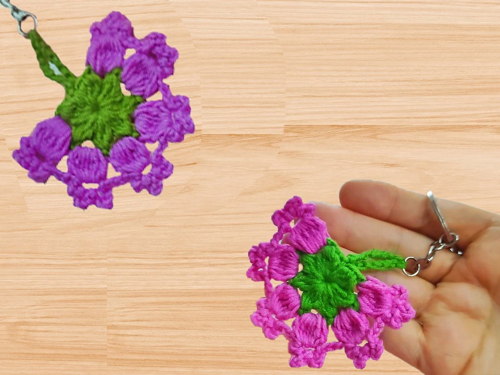 Crochet Flower Keychain Pattern – PDF + Video Tutorial – Easy DIY - Image 3