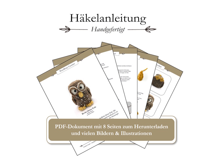 Amigurumi Häkelanleitung in PDF - kleine Eule