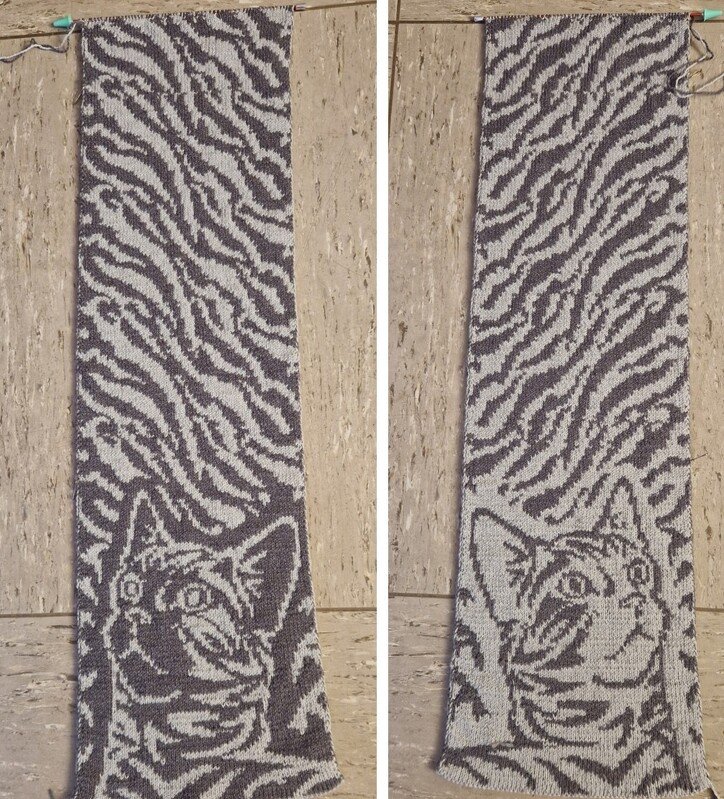Schal Tigerkatze mit Doubleface gestrickt - Bild 5