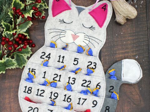 Stickdatei ITH Adventskalender Katze Kätzchen 24x36cm Rahmen