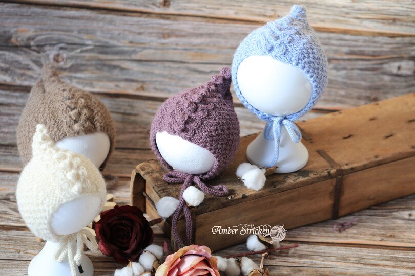 Drachen Mütze/Haube/Bonnet gestrickt im Zopf mit Noppen No. 008