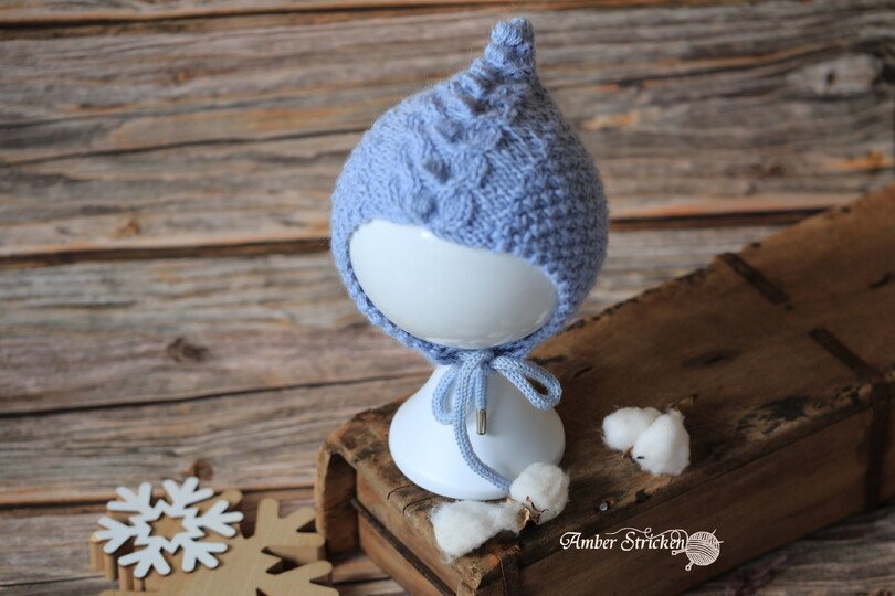 Drachen Mütze/Haube/Bonnet gestrickt im Zopf mit Noppen No. 008