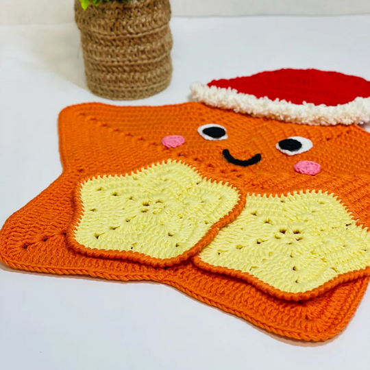 Crochet Pattern Star Placemat for Christmas Table Decor
