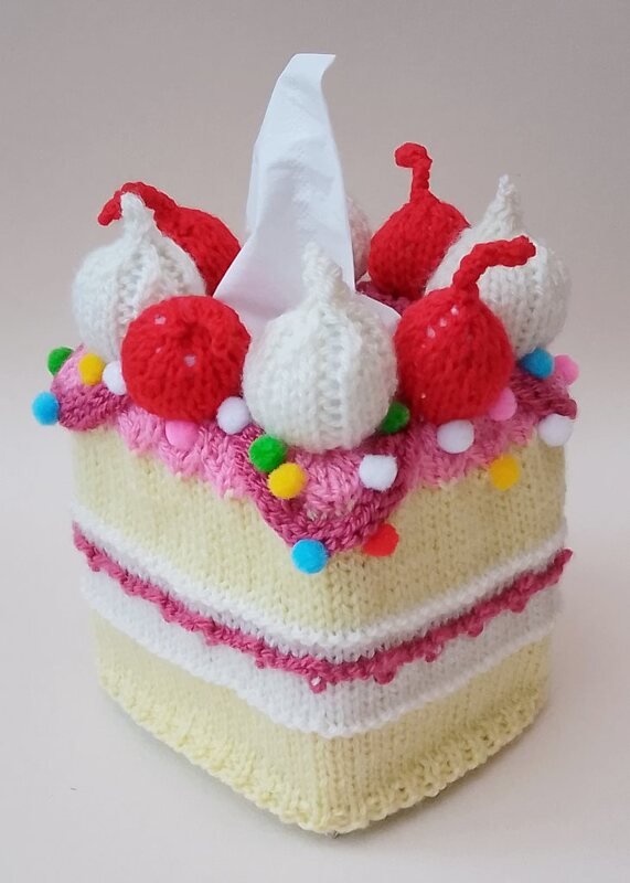 TeaCosyFolk's Cherry Cake Tissue Box Cover Knitting Pattern - Image 2