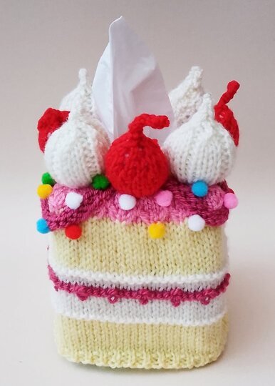 TeaCosyFolk's Cherry Cake Tissue Box Cover Knitting Pattern