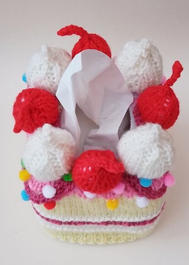 TeaCosyFolk's Cherry Cake Tissue Box Cover Knitting Pattern