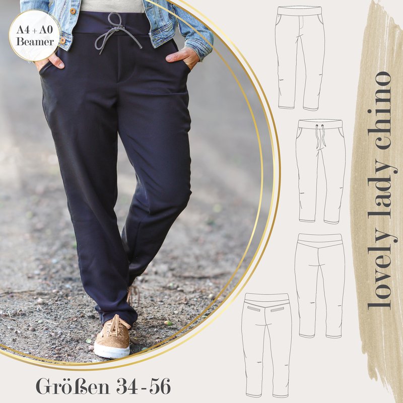 Beamer + A0 + A4 lovely lady chino 34-56 Damenhose Businesshose Hosenschnit