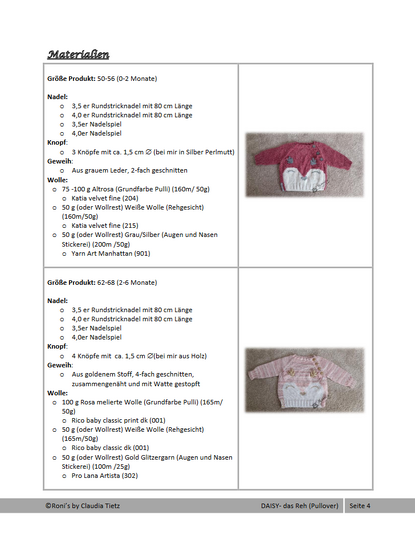 Daisy Deer: Anleitung zum Stricken von Pullovern mit Rehmotiv