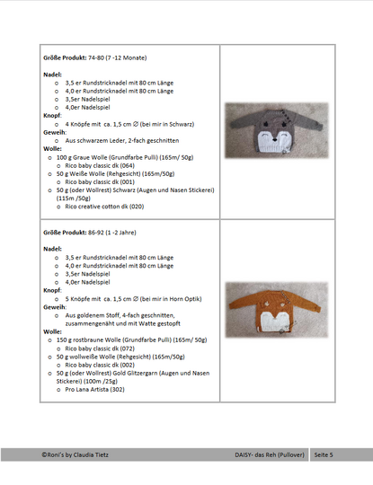 Daisy Deer: Anleitung zum Stricken von Pullovern mit Rehmotiv
