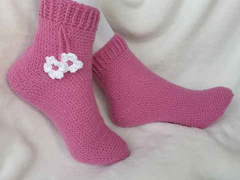 Häkelanleitung für Socken „Pixel“ Nr. 2 cuff down mit Bumerang-Ferse