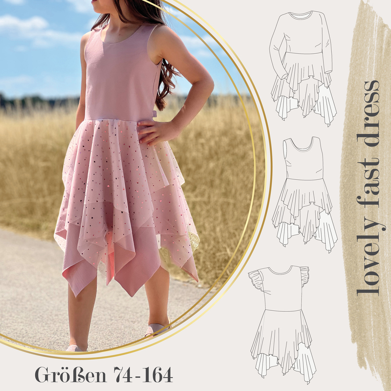lovely fast dress 74-164 Kleid Festkleid Drehkleid Tüllkleid