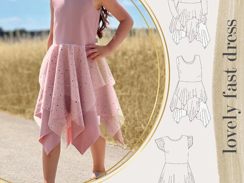 lovely fast dress 74-164 Kleid Festkleid Drehkleid Tüllkleid