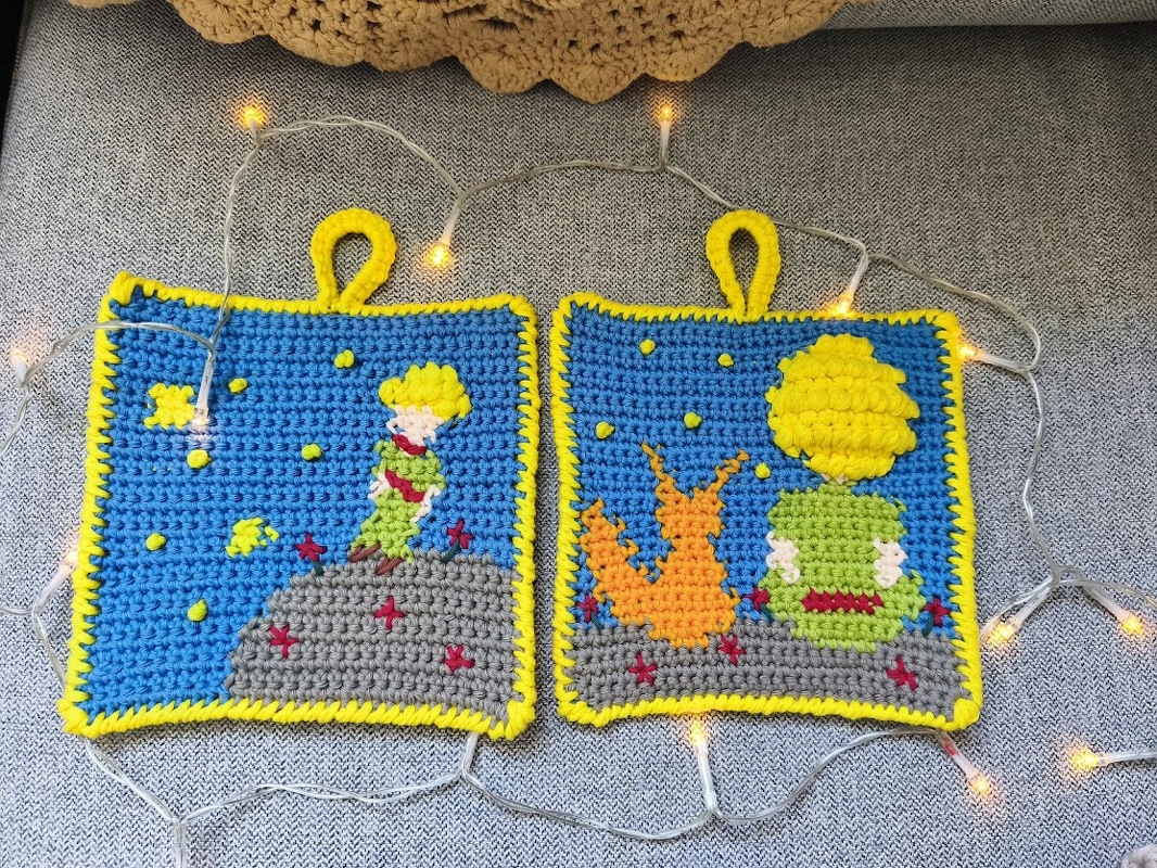 Crochet Pattern: Pot Holders / Granny Squares “The Little Prince”