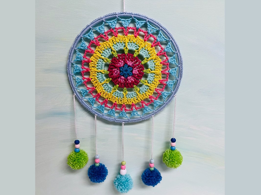 Crochet Pattern Dreamcatcher Starflower, Boho Home decor, PDF US terms