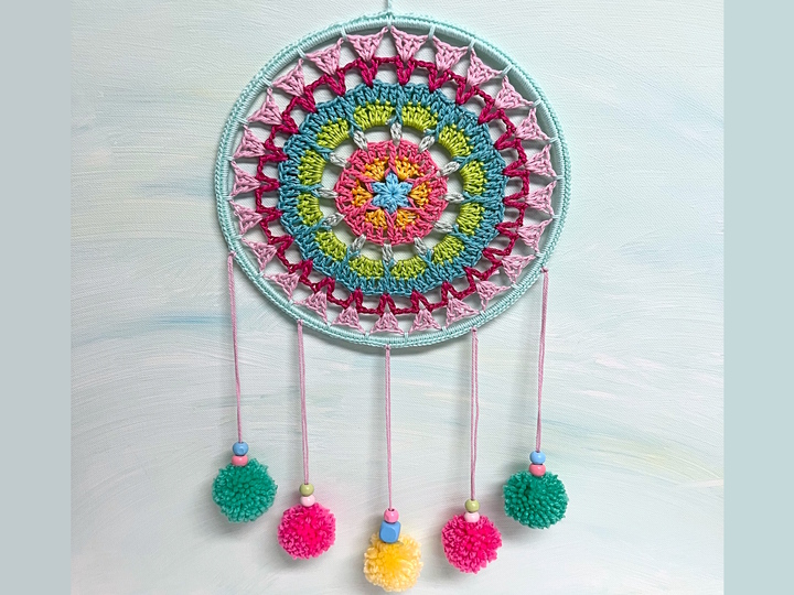Crochet Pattern Dreamcatcher Starflower, Boho Home decor, PDF US terms
