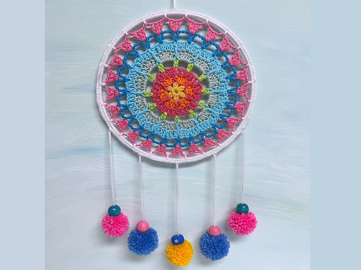 Crochet Pattern Dreamcatcher Starflower, Boho Home decor, PDF US terms