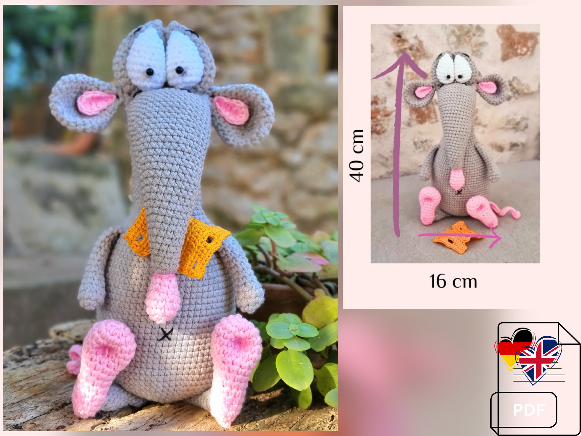 P6 Rat Crochet Pattern PDF in English and German.