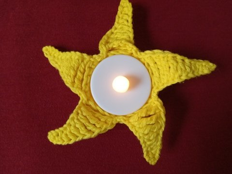 Teelichthalter Sonne gehäkelt, tolle Dekoration für die dunkle Jahreszeit