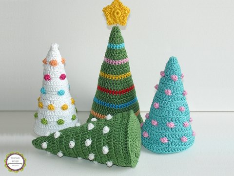 Häkelanleitung Tannenbaum 2 Varianten: Noppen + Streifen, Weihnachtsdeko