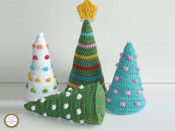 Häkelanleitung Tannenbaum 2 Varianten: Noppen + Streifen, Weihnachtsdeko