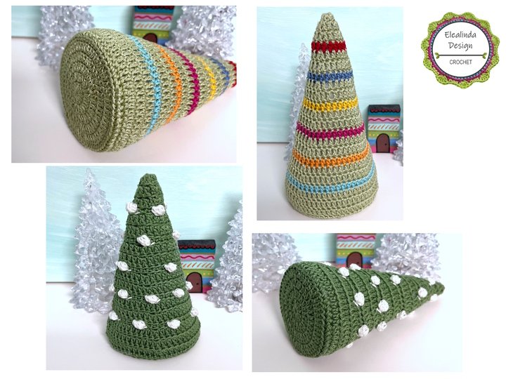 Häkelanleitung Tannenbaum 2 Varianten: Noppen + Streifen, Weihnachtsdeko