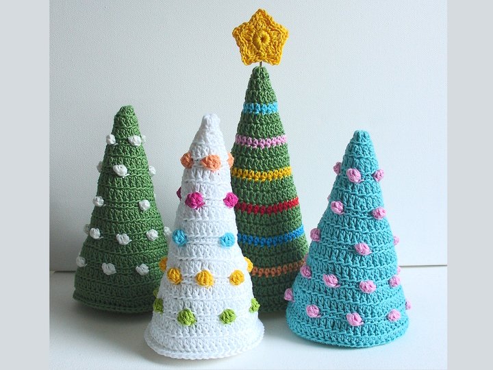 Häkelanleitung Tannenbaum 2 Varianten: Noppen + Streifen, Weihnachtsdeko