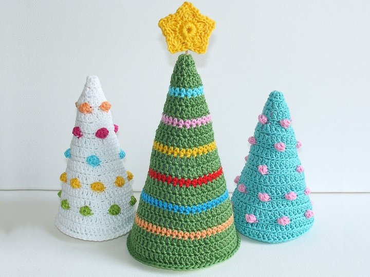 Häkelanleitung Tannenbaum 2 Varianten: Noppen + Streifen, Weihnachtsdeko