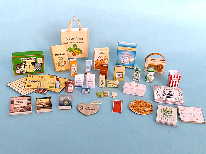 Miniatur Bastelbögen Set 1:12 – Zubehör & Alltagsminiaturen