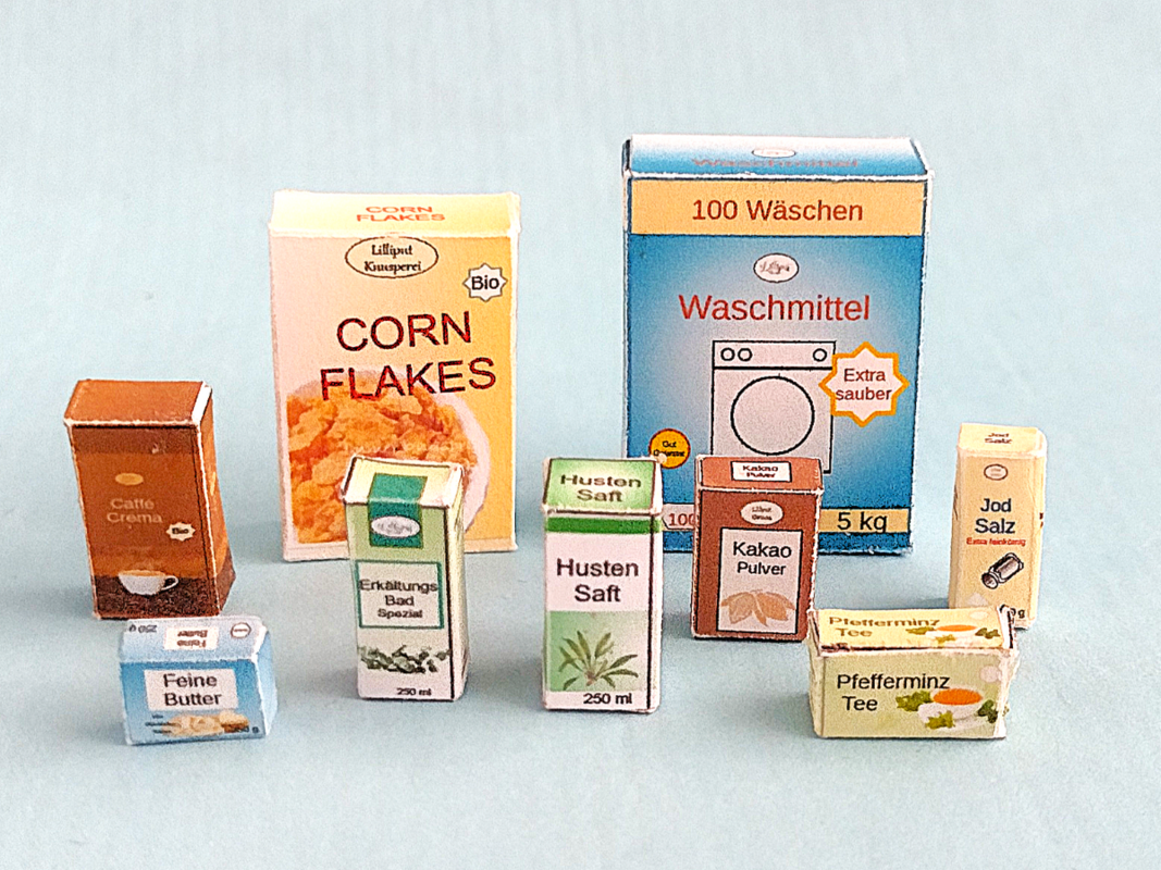 Bastelbögen Miniatur-Verpackungen und Zubehör