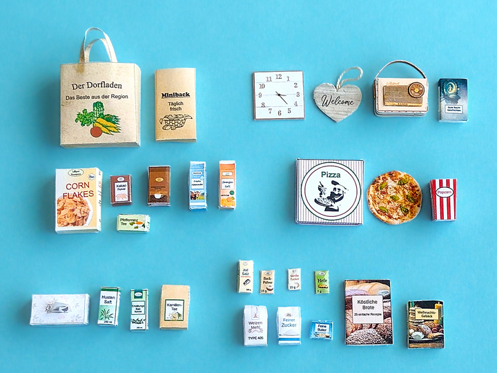 Miniatur Bastelbögen Set 1:12 – Zubehör & Alltagsminiaturen