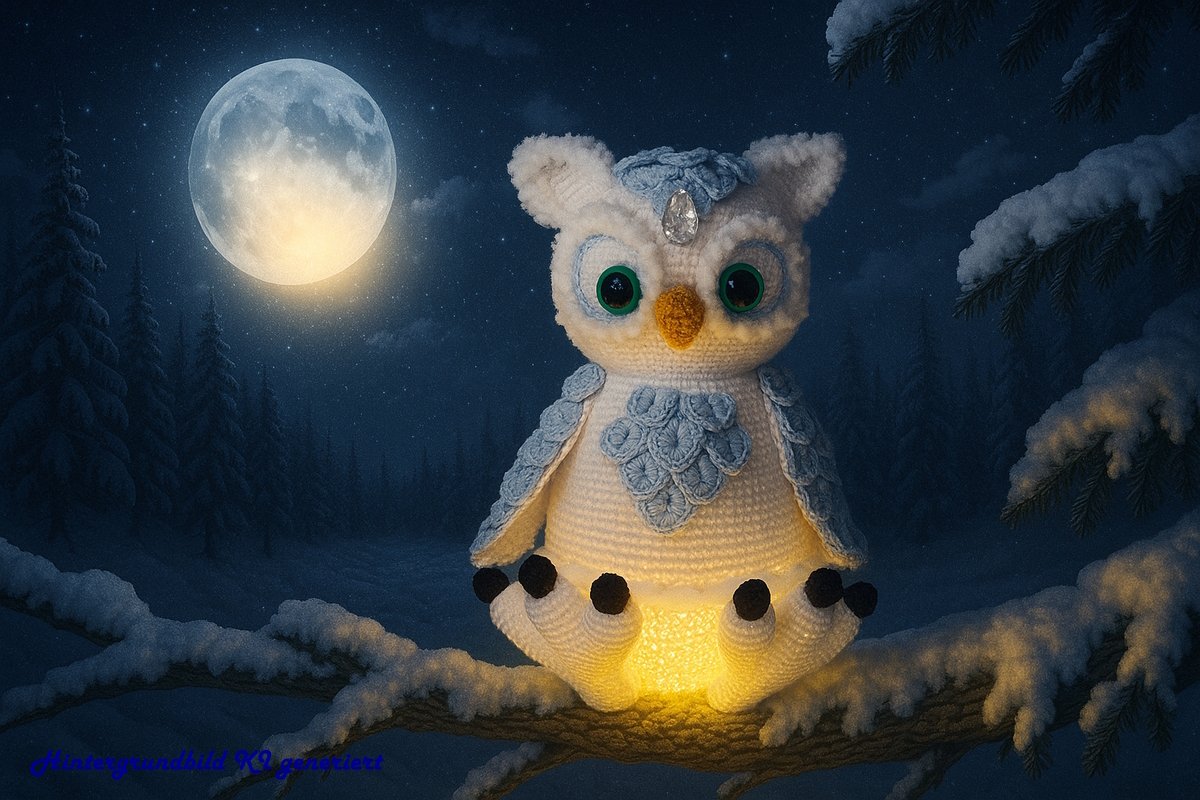 Winterlampe Schneeeule Luna, Häkelanleitung