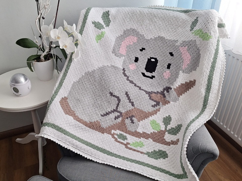 Häkelanleitung Babydecke „Koala Liebe“ – C2C Technik – deutsch