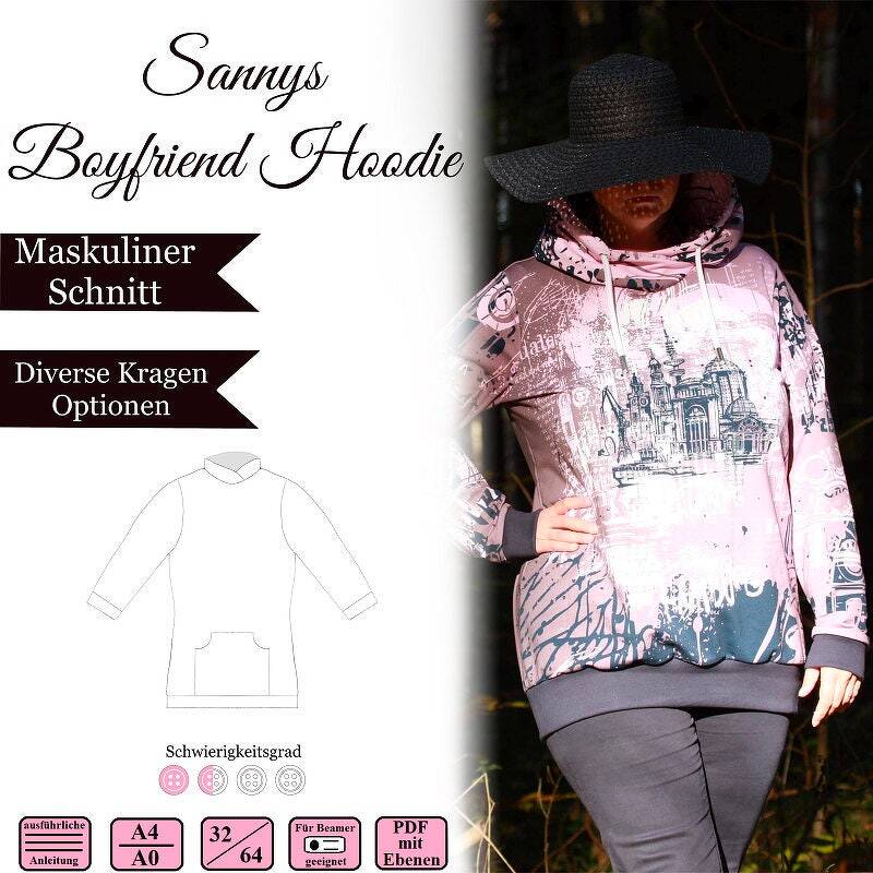 Sannys Boyfriend Hoodie- Gr 32-64 - E-Book und Nähanleitung